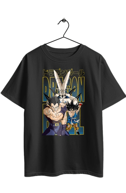 Oversized t-shirt with prints Dragon Ball. Anime, dragon ball, goku, manga, tv series, vegeta. 2070702
