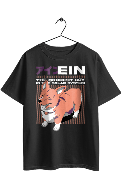 Футболка оверсайз з принтом "Ковбой Бібоп Айн". Anime, cowboy bebop, ein, айн, аніме, ковбой бібоп, корги, пес, собака. 2070702