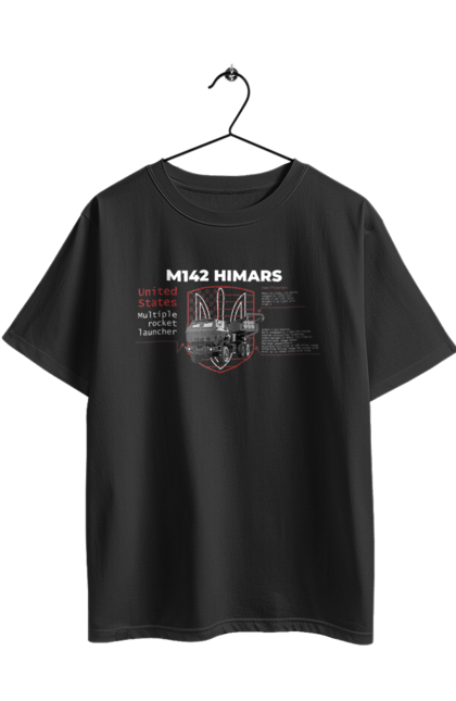 Футболка оверсайз з принтом "M142 HIMARS англійська". Himars, m142 himars, залужний, зброя. 2070702