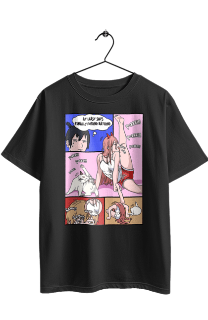 Футболка оверсайз з принтом "Людина Бензопила Пауер". Anime, chainsaw man, manga, power, аніме, демон, людина-бензопила, манга, пауер, шьонен. 2070702