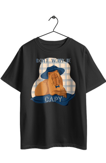 Футболка оверсайз з принтом "Капібара". Capybara, водосвинка, гризун, капібара, тварина. 2070702