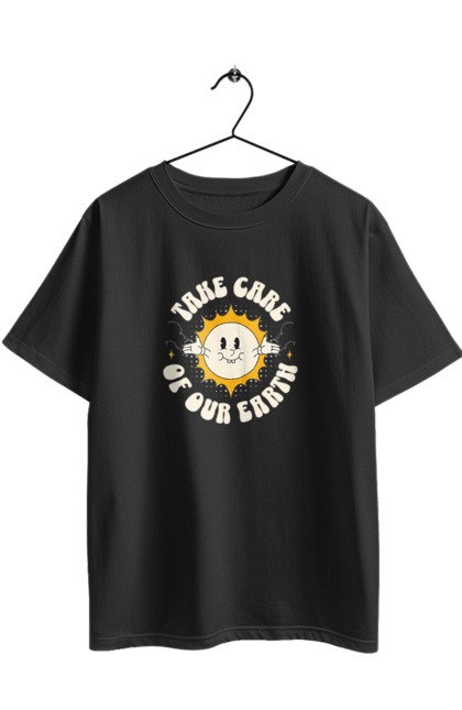 Футболка оверсайз з принтом "Земля". Бережіть землю, земля, любите природу. 2070702