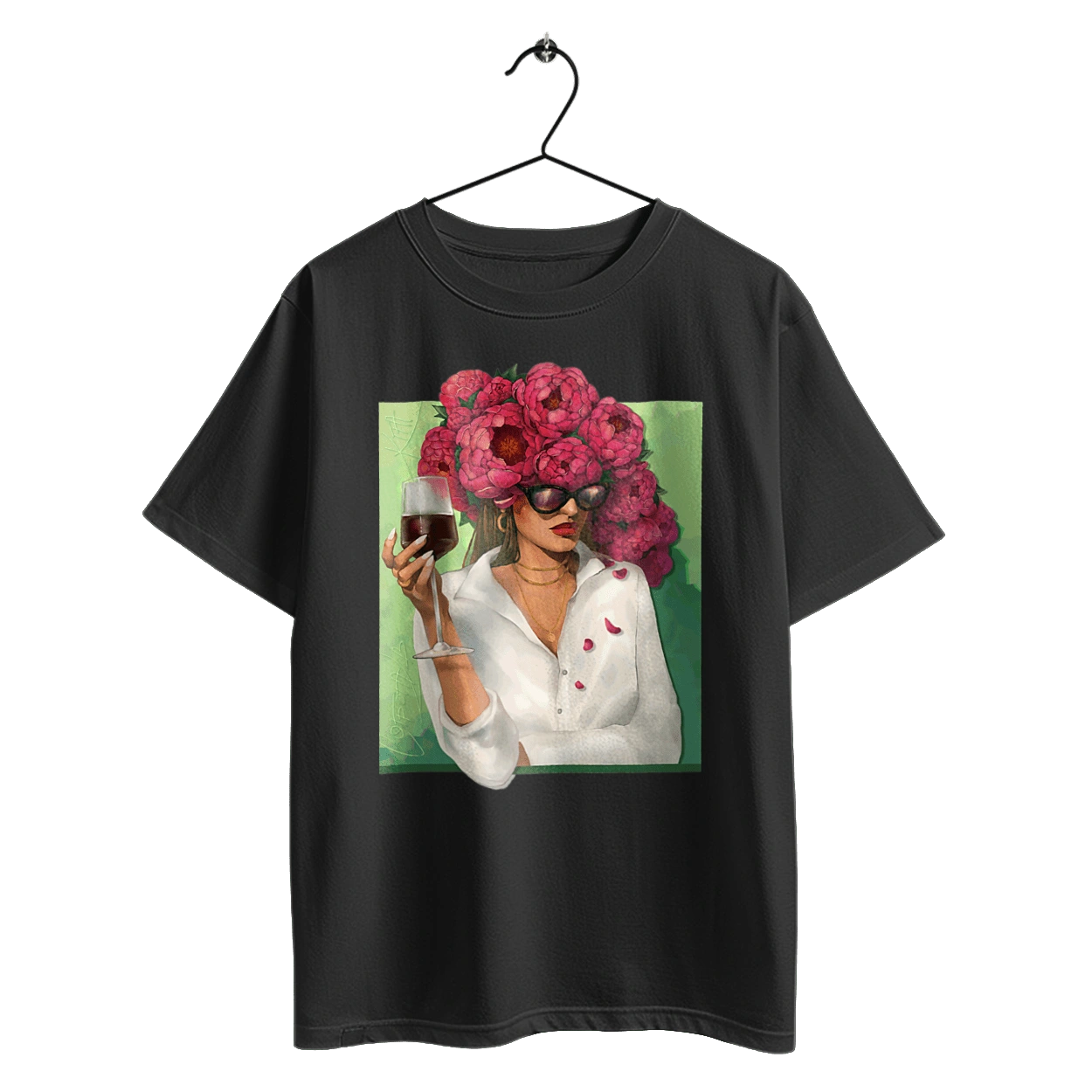 Дівчина з півоніями та келихом