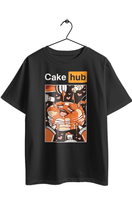 Футболка оверсайз з принтом "Кейк Хаб". Брутальна, гумор, кейк хаб, порн хаб, прикол. 2070702