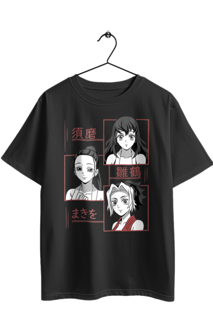 Oversized t-shirt with prints Demon Slayer Hinatsuru, Makio and Suma. Demon slayer, hinatsuru, makio, suma, tengen. 2070702