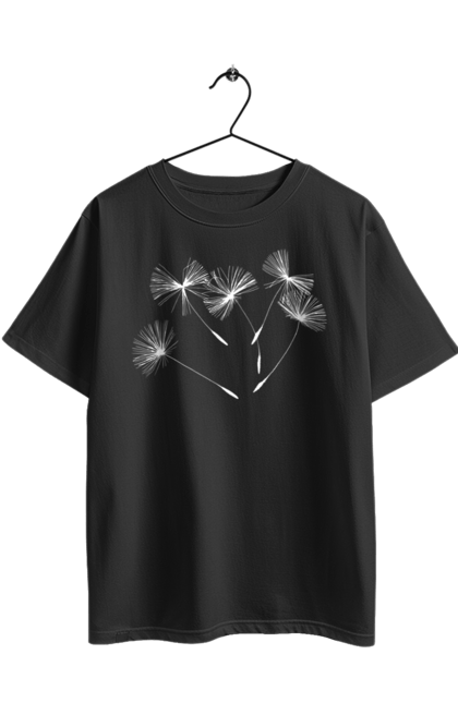 Футболка оверсайз з принтом "Насіння кульбаби". Вітер, кульбаба, кульбаби, літають, літо, насіння, політ, природа, сезон. 2070702