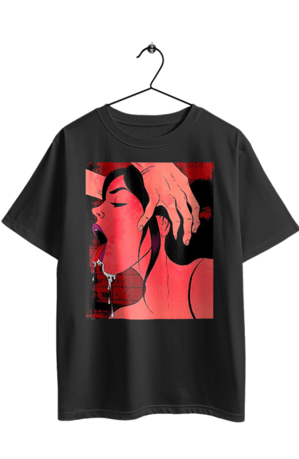 Футболка оверсайз з принтом "Дівчина Смокче Зі Слиною". Секс, смоктати. 2070702