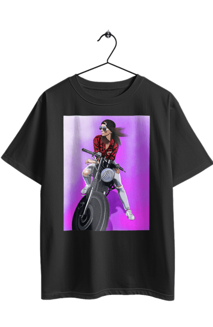 Футболка оверсайз з принтом "Дівчина Байкер". Байк, байкер, гонка, дівчина, мото, мотор, мотоцикл, поїздка, стиль, стиль життя. 2070702