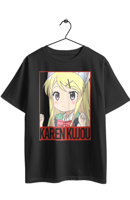Oversized t-shirt with prints Kiniro Mosaic Karen Kujo. Anime, gold mosaic, karen, karen kujo, kiniro mosaic, kinmoza, manga. 2070702