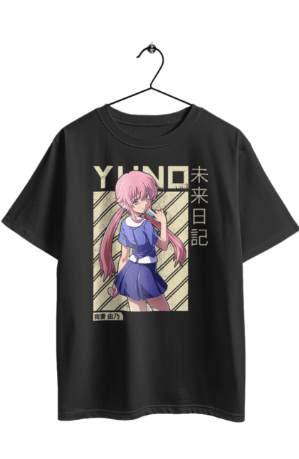 Футболка оверсайз з принтом "Щоденник майбутнього Юно Гасай". Anime, future diary, manga, survival game, yuno gasai, аніме, манга, щоденник майбутнього, юно гасай. 2070702