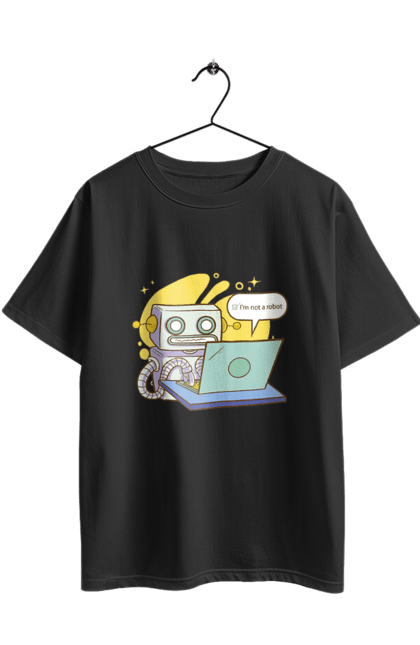 Футболка оверсайз з принтом "Я не робот Хакер зрозуміє 404 до дня програміста". 404, aws, backend, c++, cloud, css, frontend, golang, java, js, linux, python, script, web, ай ті, айті, айтішник, верстка, дата, код, компьютер, лаптоп, облако, ошибка, програміст, программа, программист, програмування, робот, хакер, язык. 2070702