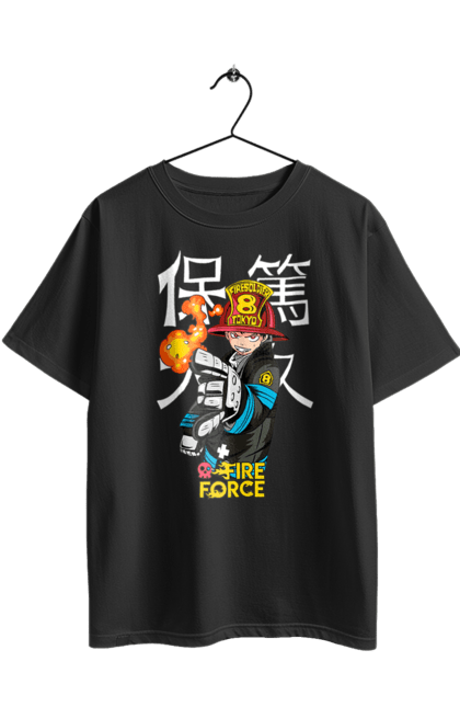 Футболка оверсайз з принтом "Палаюча пожежна бригада Шинра Кусакабе". Fire force, shinra, shinra kusakabe, палаюча пожежна бригада, шинра, шинра кусакабе. 2070702