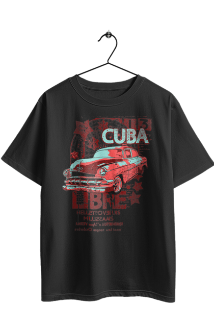 Футболка оверсайз з принтом "Куба, Машина". Куба, машина, ретро. 2070702