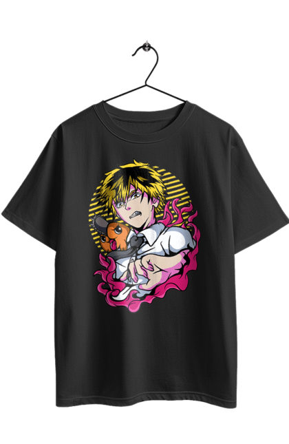 Футболка оверсайз з принтом "Людина Бензопила". Anime, chainsaw man, denji, manga, pochita, аніме, денджі, людина-бензопила, манга, почіта. 2070702