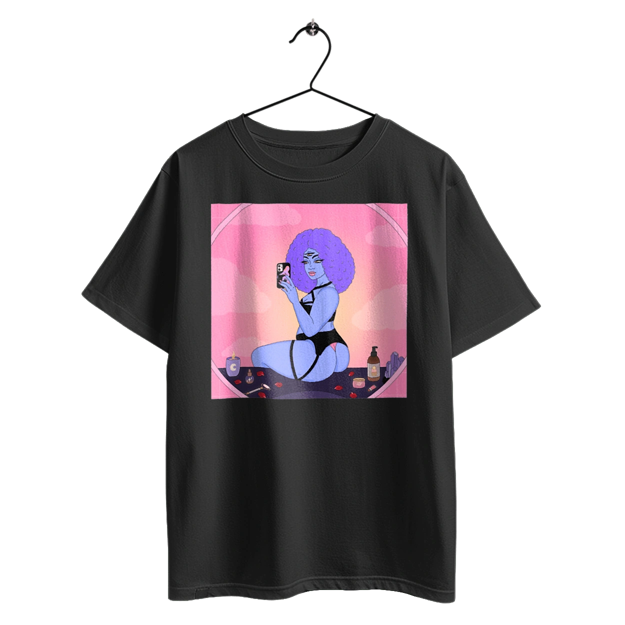 Purple Girl Photo In The Mirror