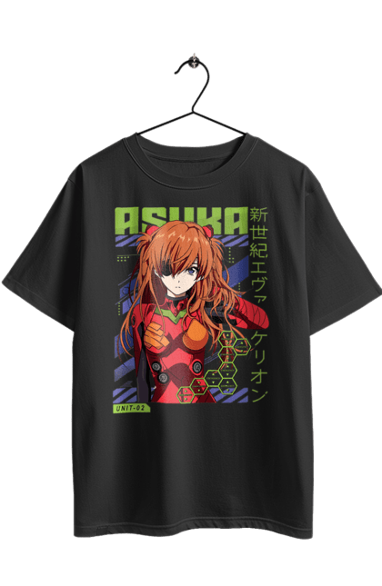 Футболка оверсайз з принтом "Євангеліон Аска". Asuka, аніме, аска, аска ленглі сорью, єва, єва 02, євангеліон, манга, меха, синдзі. 2070702