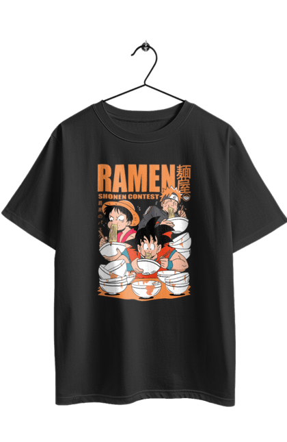 Футболка оверсайз з принтом "Рамен". Anime, manga, ramen, аніме, гоку, їжа, луффі, наруто, персонажі, рамен. 2070702