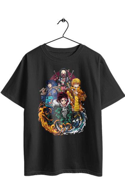 Футболка оверсайз з принтом "Винищувач Демонів". Demon slayer, kimetsu no yaiba, аніме, винищувач демонів, зеніцу, іноске, манга, серіал, танджиро. 2070702