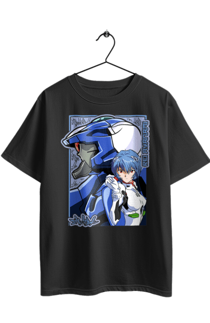 Футболка оверсайз з принтом "Євангеліон Рей". Аніме, аянамі, єва, єва 00, євангеліон, манга, меха, рей, синдзі. 2070702