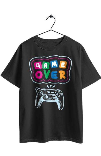 Футболка оверсайз з принтом "Гру закінчено". Game, game over, гра, гру закінчено, життя, кінець, смуток. 2070702