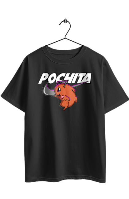 Футболка оверсайз з принтом "Людина Бензопила Почіта". Anime, chainsaw man, manga, pochita, аніме, демон, людина-бензопила, манга, почіта, шьонен. 2070702