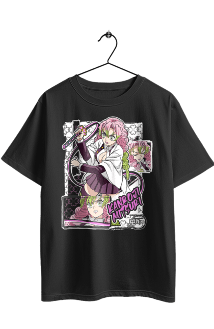 Футболка оверсайз з принтом "Винищувач Демонів Міцурі". Demon slayer, kimetsu no yaiba, mitsuri, mitsuri kanroji, аніме, винищувач демонів, манга, міцурі, міцурі канроджи, серіал. 2070702