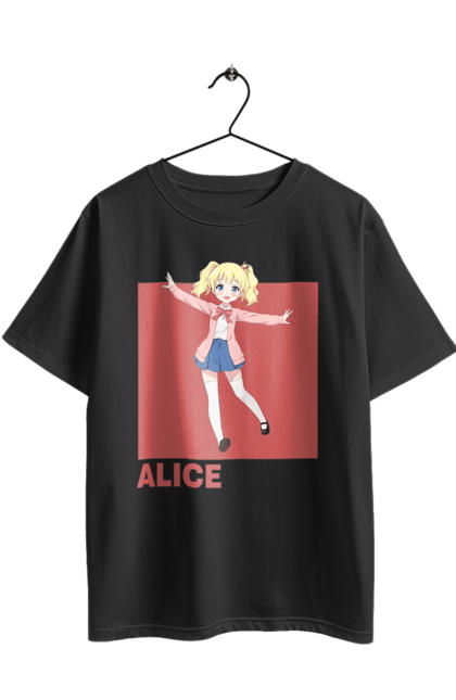 Футболка оверсайз з принтом "Золота мозаїка Аліса Картелет". Alice cartelet, anime, kiniro mosaic, kinmoza, manga, аліса, аліса картелет, аніме, золота мозаїка, манга. 2070702