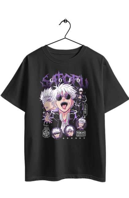 Футболка оверсайз з принтом "Магічна битва Годжо". Anime, gojo, jujutsu kaisen, manga, аніме, годжо, магічна битва, манга, містика, темне фентезі. 2070702