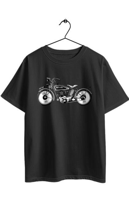 Футболка оверсайз з принтом "Мотоцикл Ретро". Мото, мотоцикл, ретро. 2070702