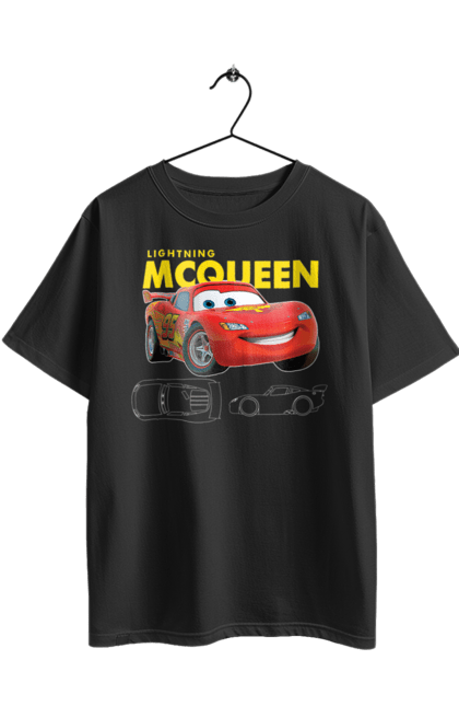 Футболка оверсайз з принтом "Блискавка МакКвін". Lightning mcqueen, блискавка макквін, блискавка маккуїн, гонки, мультик, мультфільм, спорт, тачки. 2070702
