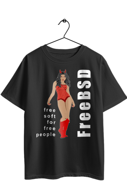 Футболка оверсайз з принтом "Freebsd Для Вільних". Bsd, freebsd, unix, адміністратор, айті, айтішник, безкоштовна, безкоштовно, бестія, білий, вільна, демон, демонесса, дівчина, для дорослих, доступність, еротика, еротична, жінка, незалежність, операційна система, ос, програміст, програмне забезпечення, свобода, сисадмін, система, системний адміністратор, софт, текст, червоний. 2070702