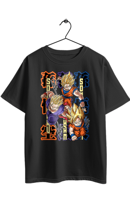 Oversized t-shirt with prints Dragon Ball. Anime, dragon ball, goku, manga, tv series, vegeta. 2070702