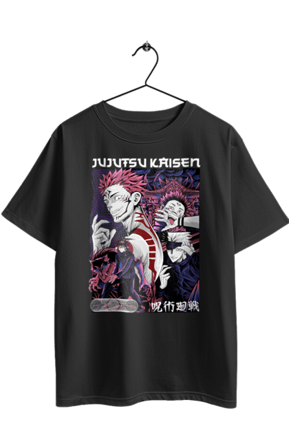 Футболка оверсайз з принтом "Магічна битва Сукуна". Anime, jujutsu kaisen, manga, sukuna, аніме, магічна битва, манга, містика, сукуна, темне фентезі. 2070702