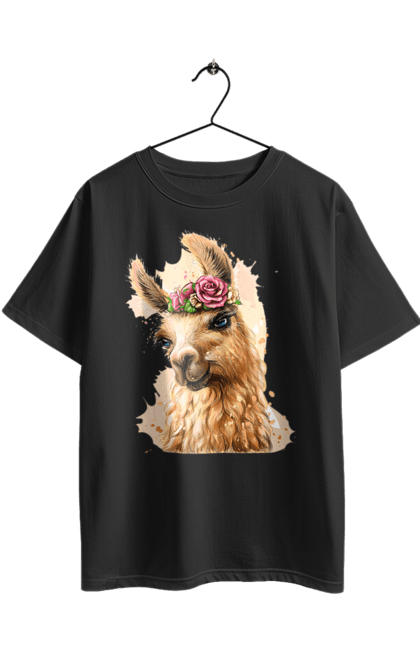 Футболка оверсайз з принтом "Лама Портрет". Лама, портрет, тварина. 2070702