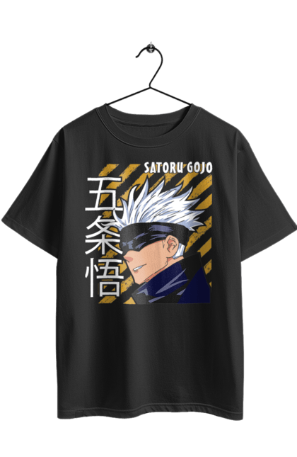 Футболка оверсайз з принтом "Магічна битва Годжо". Anime, gojo, jujutsu kaisen, manga, аніме, годжо, магічна битва, манга, містика, темне фентезі. 2070702