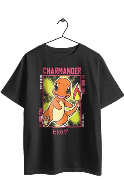 Oversized t-shirt with prints Pokemon Charmander. Anime, charmander, games, nintendo, pokemon, pokemon go. 2070702