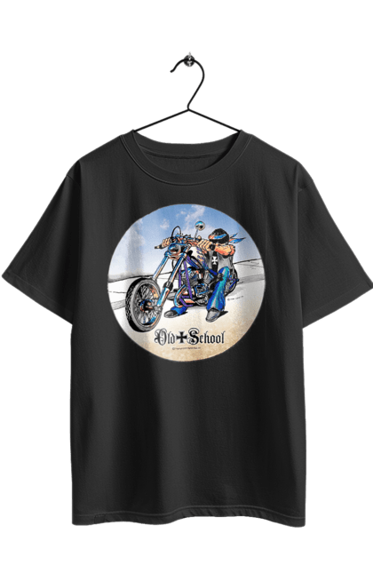 Футболка оверсайз з принтом "Old school". Авто мото, виконавці, мотоцикл, музична група, рок група, старе загартування. 2070702