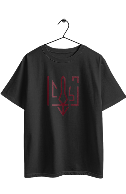 Футболка оверсайз з принтом "Тризуб мінімалізм". Герб, герб україни, патріотичне, україна, українська символіка, українське. 2070702