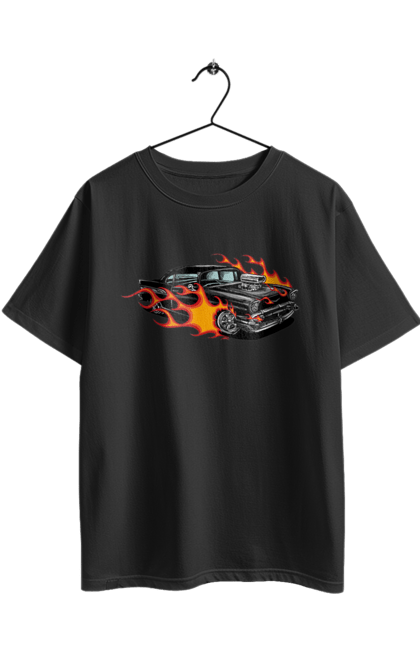 Футболка оверсайз з принтом "Машина Вогонь". Автомобіль, вогонь, машина. 2070702