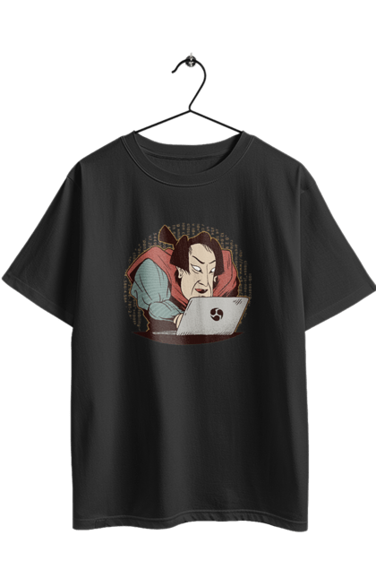 Футболка оверсайз з принтом "Ніндзя програміст". Angular, c, css, html, it, javascript, jquery, php, python, react, svelt, vue, айтишник, айті, гумор, код, кодувати, прогер, програміст, програмісти, ти ж, ти ж програміст, тиж програміст. 2070702