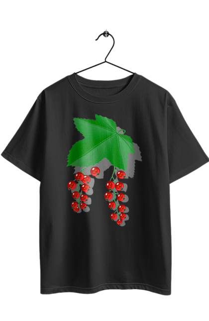 Футболка оверсайз з принтом "Порічки Червоні". Делікатес, зріла, їжа, листя, літо, порічки, порічки червоні, смачно, смородина, стигла, урожай, червона, червона смородина, ягідка, ягода, ягоди. 2070702