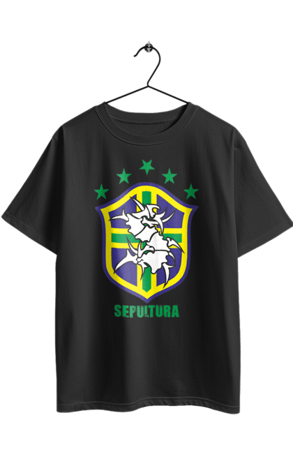Футболка оверсайз з принтом "Sepultura". Sepultura, грув метал, група, дет метал, метал, музика, ню метал, рок, треш метал. 2070702