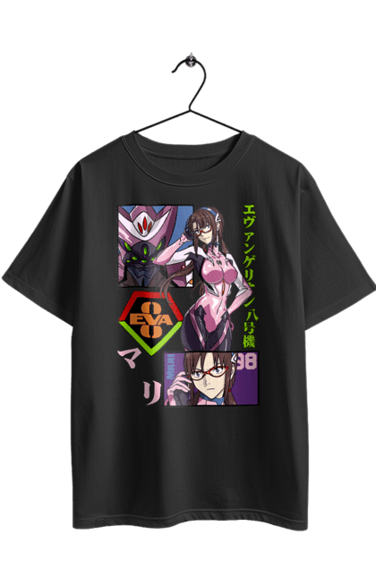 Футболка оверсайз з принтом "Євангеліон Марі". Evangelion, mari, mari makinami illustrious, neon genesis evangelion, аніме, єва-02, єва-05, євангеліон, марі, янгол. 2070702