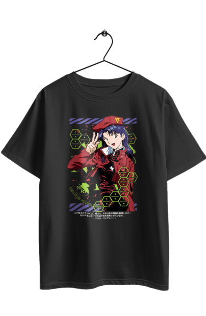Футболка оверсайз з принтом "Євангеліон Місато". Misato, neon genesis evangelion, аніме, єва, євангеліон, манга, місато, місато кацурагі, синдзі, янгол. 2070702