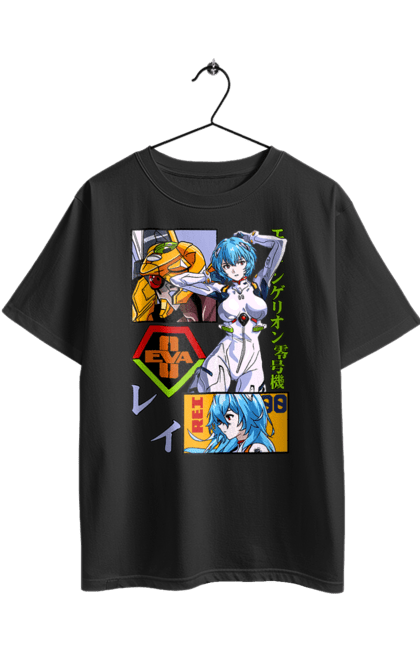 Футболка оверсайз з принтом "Євангеліон Рей". Аніме, аянамі, єва, єва 00, євангеліон, манга, меха, рей, синдзі. 2070702