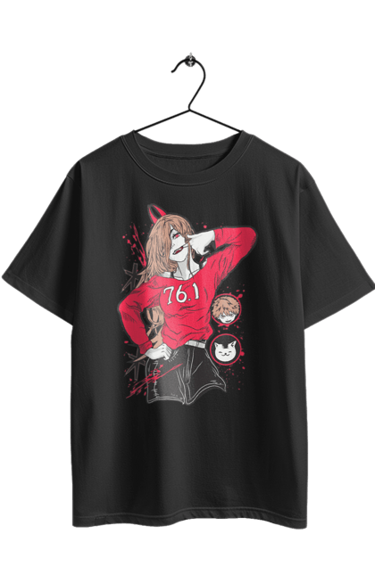 Футболка оверсайз з принтом "Людина Бензопила Пауер". Anime, chainsaw man, manga, power, аніме, демон, людина-бензопила, манга, пауер, шьонен. 2070702