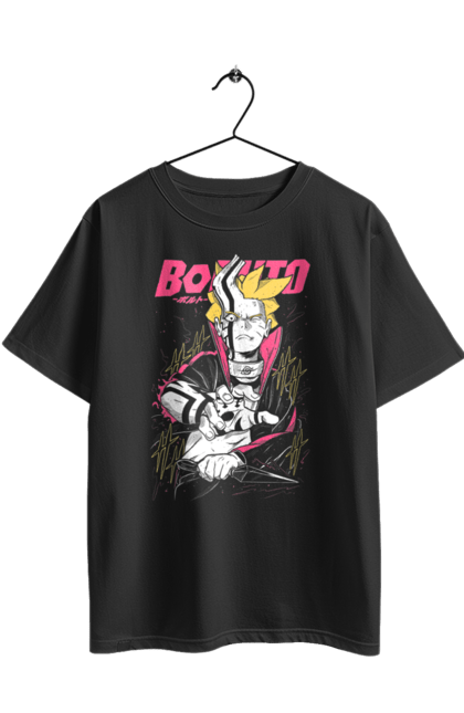 Oversized t-shirt with prints Boruto. Anime, boruto, enemies, manga, neon, tv series. 2070702
