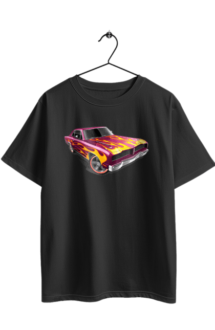 Футболка оверсайз з принтом "Машина вогонь". Їзда, машина, швидкість. 2070702