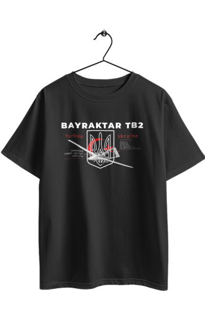 Футболка оверсайз з принтом "Bayraktar TB2". Bayraktar, caesar, himars, javelin, nlaw, patriot, weapon, zaluzhny. 2070702