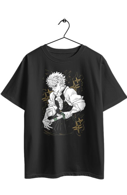 Футболка оверсайз з принтом "Винищувач Демонів Санемі". Demon slayer, kimetsu no yaiba, sanemi shinazugawa, аніме, винищувач демонів, манга, санемі, санемі шинадзугава, серіал. 2070702